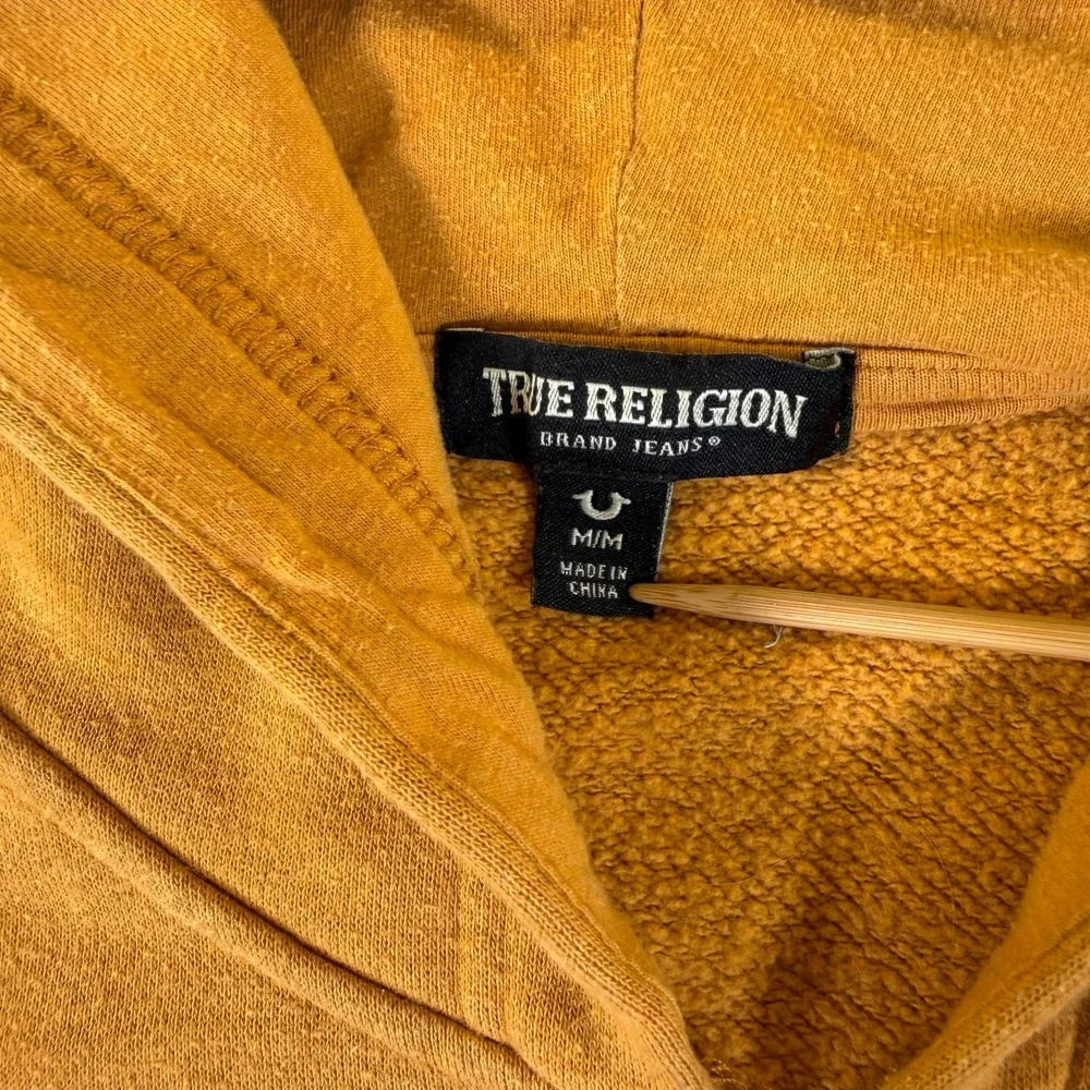 True Religion Mens Mustard Yellow Full Zip Horseshoe Graphic Hoodie Medium #3295